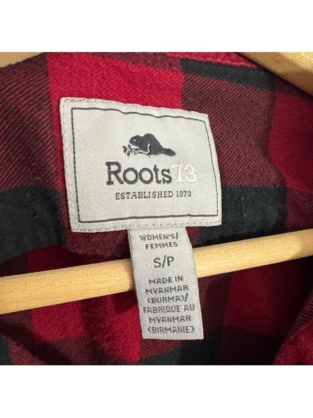 Roots Buffalo Plaid Flannel Shirt Womens S Black Red Check Long Sleeve Button Up - Picture 3 of 11